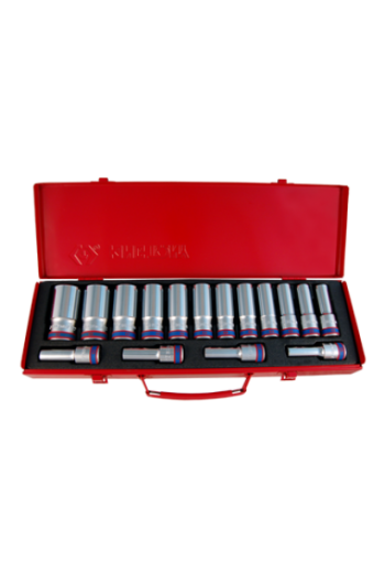 Набір головок торцевих 12-гранних подовжених 1/2" 10-32 мм (16 од.) KING TONY (4216MR)