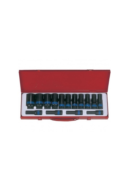 Набір головок торцевих ударних подовжених 1/2" 10-32 мм KING TONY (4415MP03)