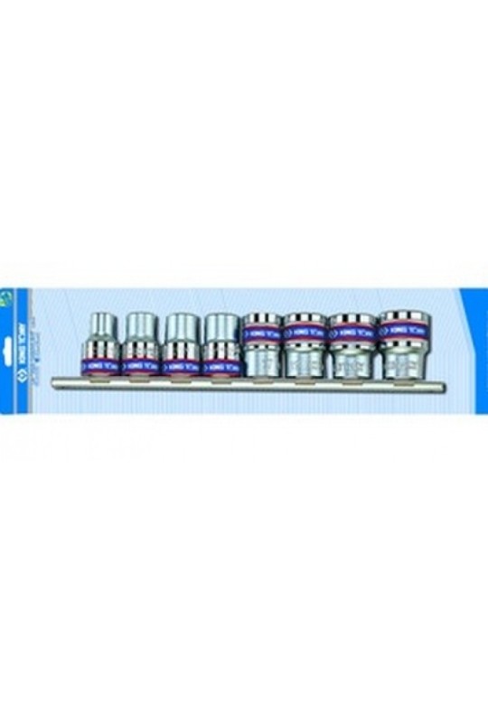 Набір головок 1/2" 8єд на планку 10-22мм 12-ти гран. (блістер) KING TONY (4010MR02)