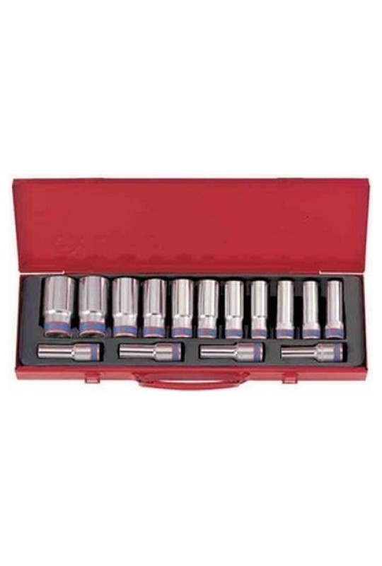 Набір торцевих головок 1/2", шестигранний, 10-24 мм, 12 предметів KING TONY (4312MR8)