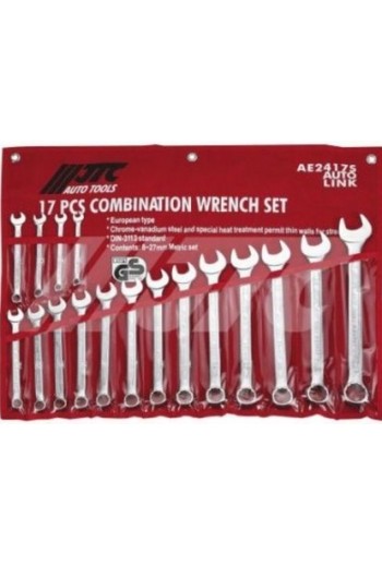 Набір рожково-накидних ключів 8-27мм, 17ед, ЄВРО-ТИП JTC AE2417S