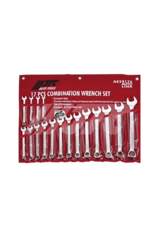Набір рожково-накидних ключів 8-27мм, 17ед, ЄВРО-ТИП JTC AE2417S