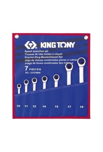 Набір ключів комбі з трещеткой 10-19мм (7шт.) KING TONY (12107MRN)