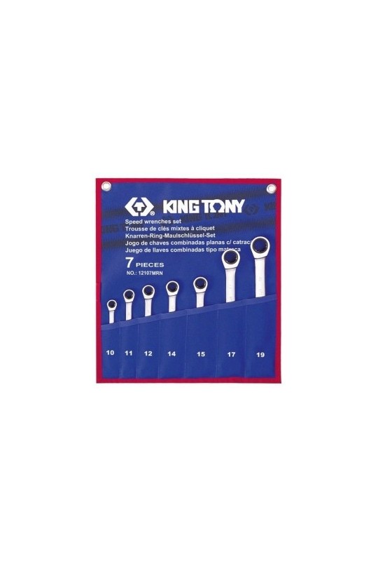 Набір ключів комбі з трещеткой 10-19мм (7шт.) KING TONY (12107MRN)