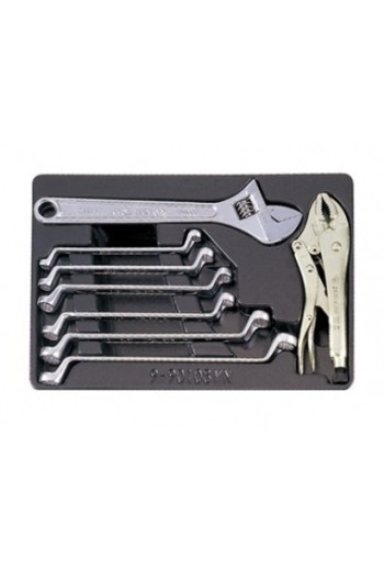 Набір для тележки: ключі накидні+розвідний ключ (8 пр.) KING TONY (9-90109MN)