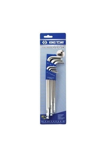 Набір шестигранників 9 ед. екстрадлинных Г-обр. с шар. 1,5-10 KING TONY (20109MR)