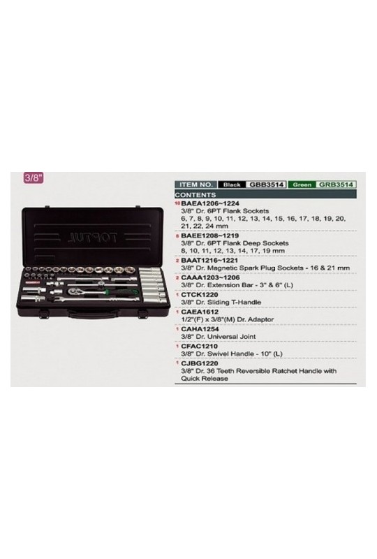 Набір інструмента 3/8 35ед. TOPTUL GBB35140