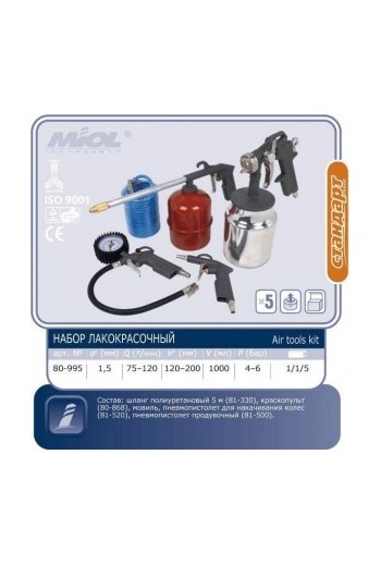 Набір пневмоінструменту лакофарбового MIOL 80-995