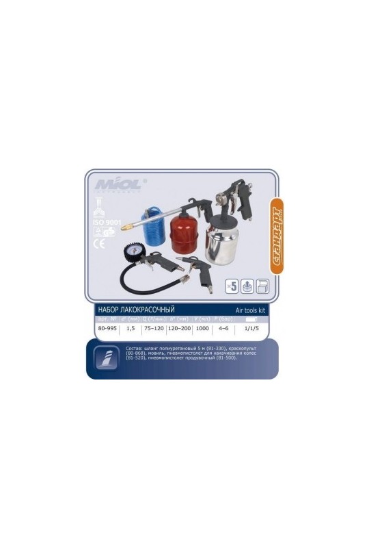 Набір пневмоінструменту лакофарбового MIOL 80-995