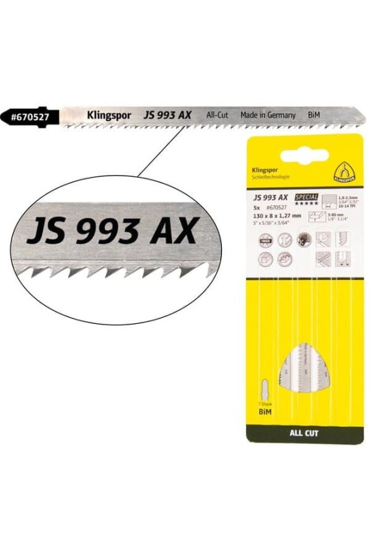 Пиляльне полотно для лобзиків Klingspor JS 993 AX Special