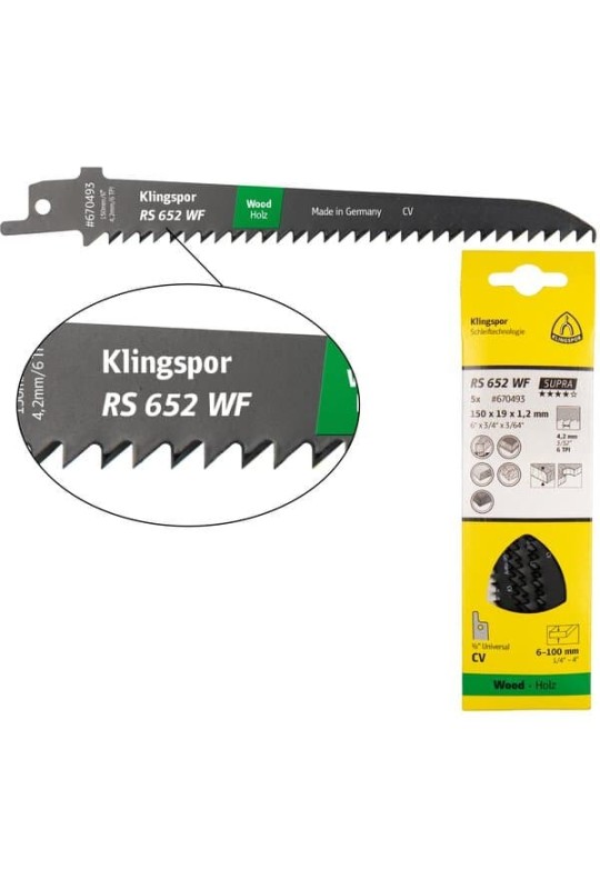 Полотно для шабельної пилки Klingspor RS 652 WF Supra