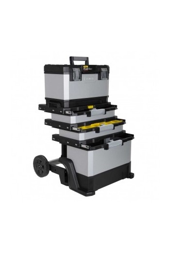 Ящик для ручного инструмента Stanley FatMax Rolling Workshop (568 x 893 x 389мм) пластмасс, с метал. замками, 4 отделения