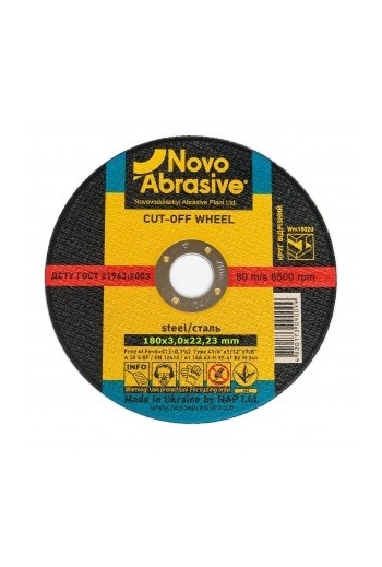Круг відрізний по металу 14A (180x3x22,23) NovoAbrasive PROFI (WM18030)