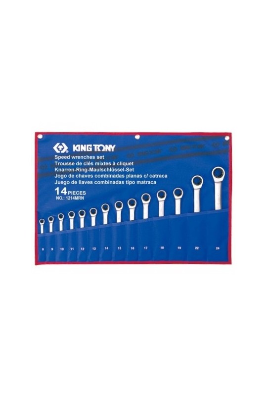 Набір ключів комбі з трещеткой 8-24 мм (14шт.) KING TONY (12114MRN)