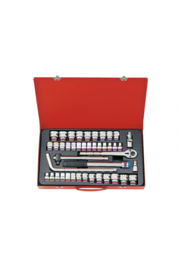 Набір головок 1/2" 43 ед. 6-ти гран (метр/дюйм) KING TONY (4544CR)