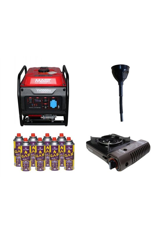 Инверторный генератор MAST GROUP YH5000io + газовая плитка Orcamp CK-505 + картридж газовый Pegas 400 мл (8 шт.)