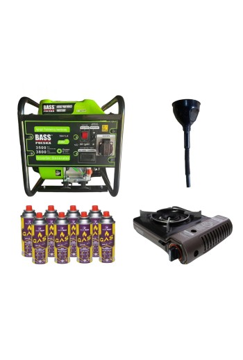 Инверторный генератор Bass Polska 5047LX + газовая плитка Orcamp CK-505 + картридж газовый Pegas 400 мл (8 шт.)