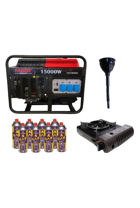 Бензиновый генератор MAST GROUP YH18000+ газовая плитка Orcamp CK-505+ картридж газовый Pegas 400 мл (8 шт.)