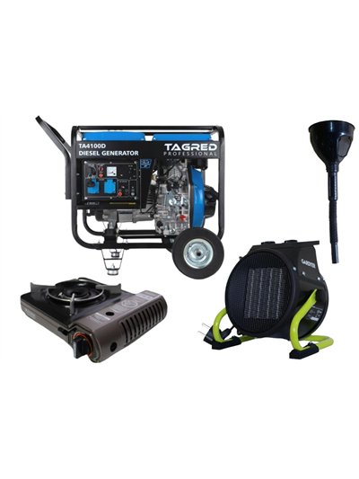Дизельний генератор TAGRED TA4100D + газова плитка Orcamp CK-505 + електричний обігрівач Gardyer HE2000