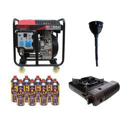 Дизельный генератор MAST GROUP YH11000AE + газовая плитка Orcamp CK-505 + картридж газовый Pegas 400 мл (8 шт.)