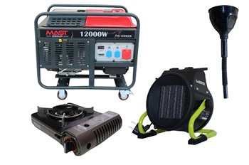 Бензиновый генератор MAST GROUP YH15000S + газовая плитка Orcamp CK-505 + электрический обогреватель Gardyer HE2000