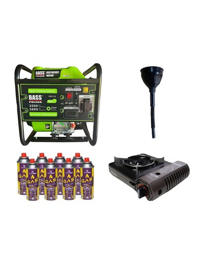 Инверторный генератор Bass Polska 5047LX + газовая плитка Orcamp CK-505 + картридж газовый Pegas 400 мл (8 шт.)