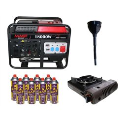 Бензиновый генератор MAST GROUP YH21000S + газовая плитка Orcamp CK-505 + картридж газовый Pegas 400 мл (8 шт)