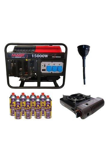 Бензиновый генератор MAST GROUP YH18000+ газовая плитка Orcamp CK-505+ картридж газовый Pegas 400 мл (8 шт.)