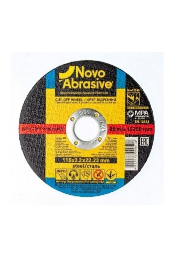 Круг відрізний по металу 14A (115x3,2x22,23) NovoAbrasive PROFI (WM11532)