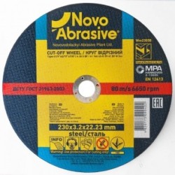 Круг відрізний по металу 14A (230x3,2x22,23) NovoAbrasive PROFI (WM23032)
