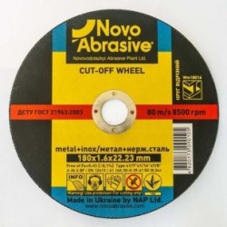 Круг відрізний по металу 14A (180x1,6x22,23) NovoAbrasive PROFI (WM18016)