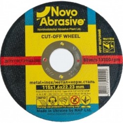 Круг відрізний по металу 14A (115x1,6x22,23) NovoAbrasive PROFI (WM11516)