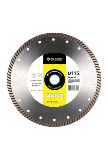 диск алмазний 1A1R (115x1,8x8x22,23) Baumesser Turbo Universal (90215129009)