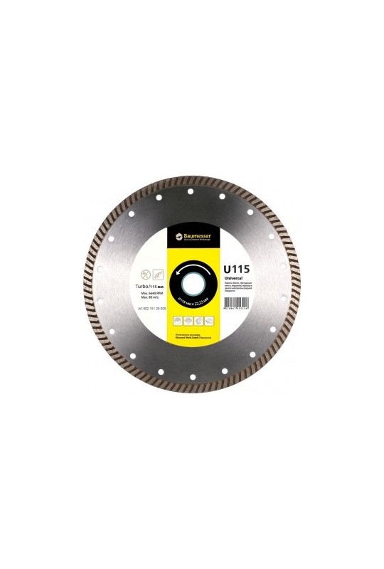 диск алмазний 1A1R (115x1,8x8x22,23) Baumesser Turbo Universal (90215129009)