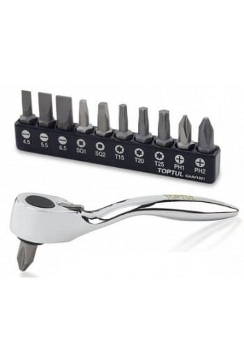 Набір біт 1/4 з трещоткою-бітодержателем 12ед. TOPTUL GAAR1201
