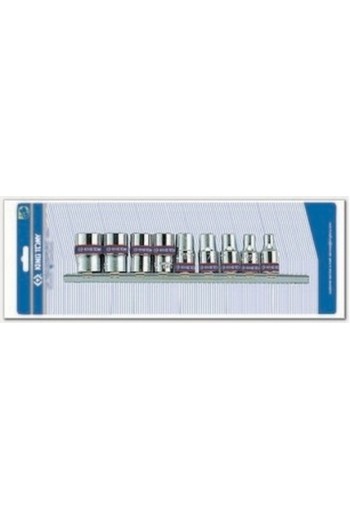 Набір головок 1/4" 9 ед. на планці (4-13мм) (блістер) KING TONY (2509MR)