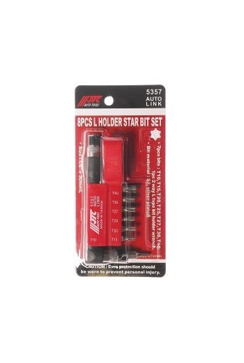 Набір біт 1/4 TORX T10-T40 з Г-образним переходником 8ед 5357 JTC