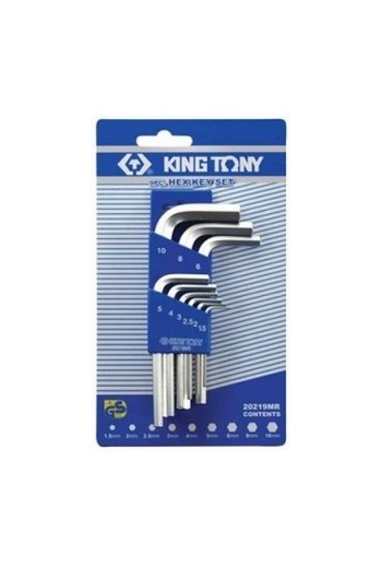 Набір шестигранників 9 ед. стандартных Г-обр. (1,5-10мм) KING TONY (20219MR)