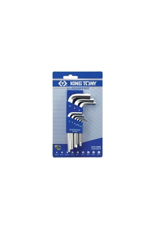 Набір шестигранників 9 ед. стандартных Г-обр. (1,5-10мм) KING TONY (20219MR)