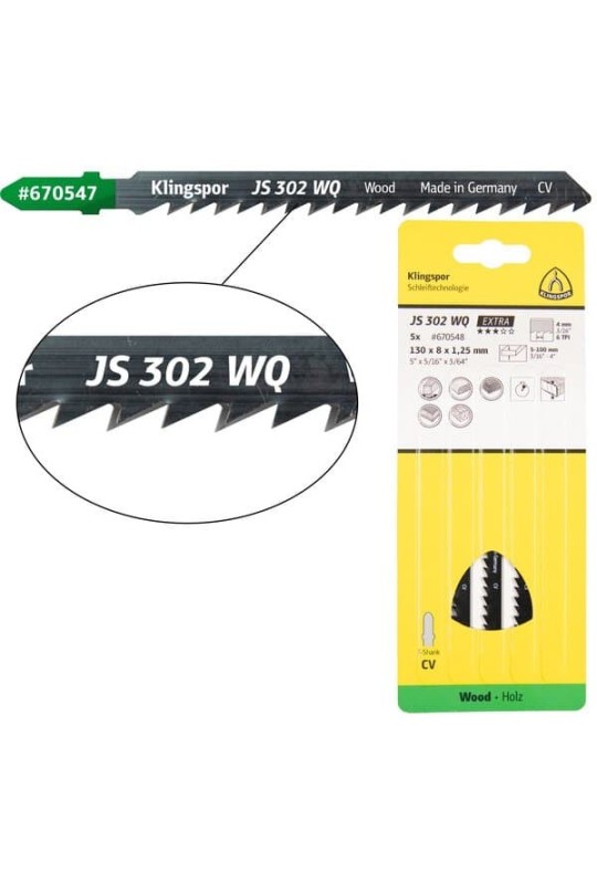 Пилка для електролобзика Klingspor JS 302 WQ Extra (130мм)