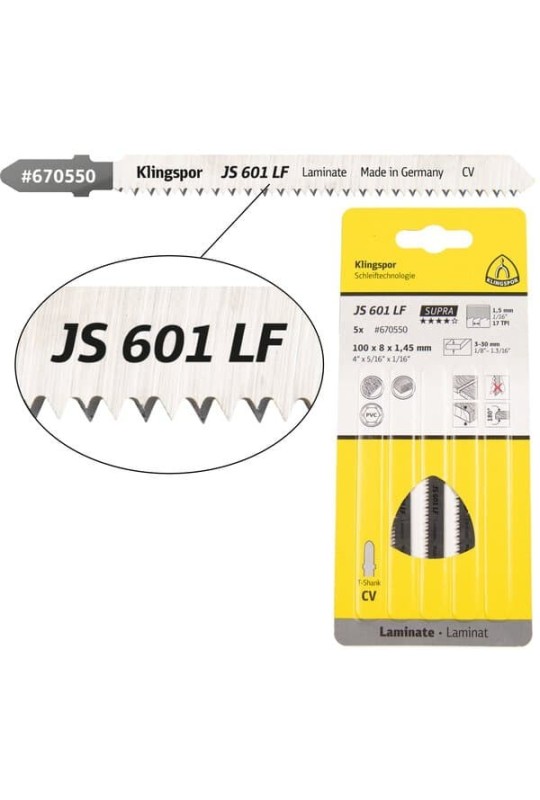 Пиляльне полотно для лобзиків Klingspor JS 601 LF Supra