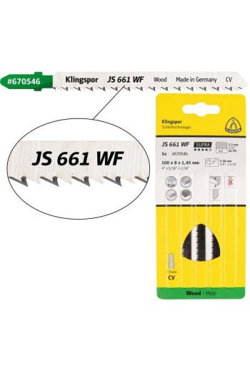 Пиляльне полотно для лобзиків Klingspor JS 661 WF Supra