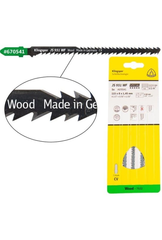 Пиляльне полотно для лобзиків Klingspor JS 931 WF Special