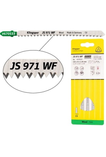 Пиляльне полотно для лобзиків Klingspor JS 971 WF Special