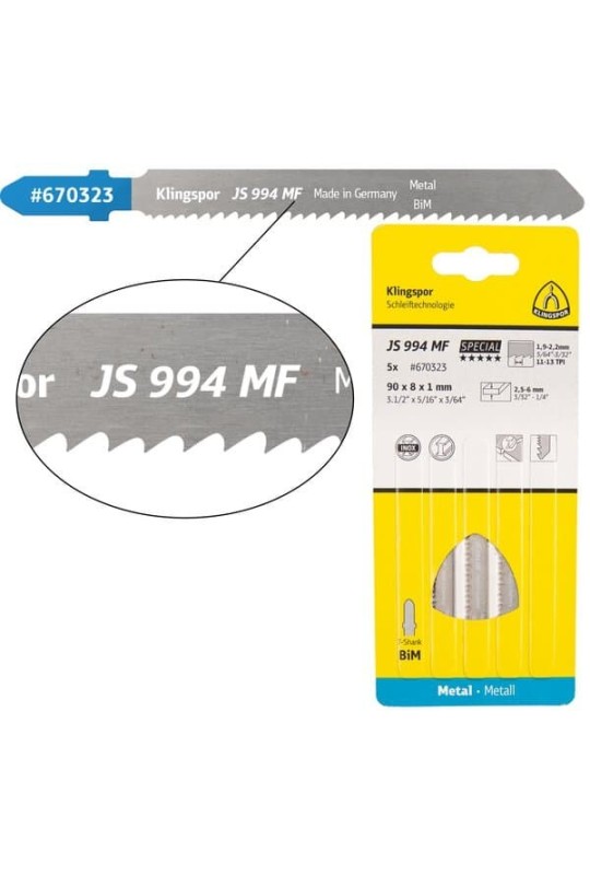 Пиляльне полотно для лобзиків Klingspor JS 994 MF Special